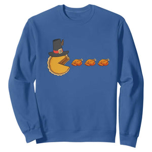 Thanksgiving Video Game Sweatshirt Pumpkin Pie Eating Turkey Gamer Patch Day TS10 Royal Blue Print Your Wear