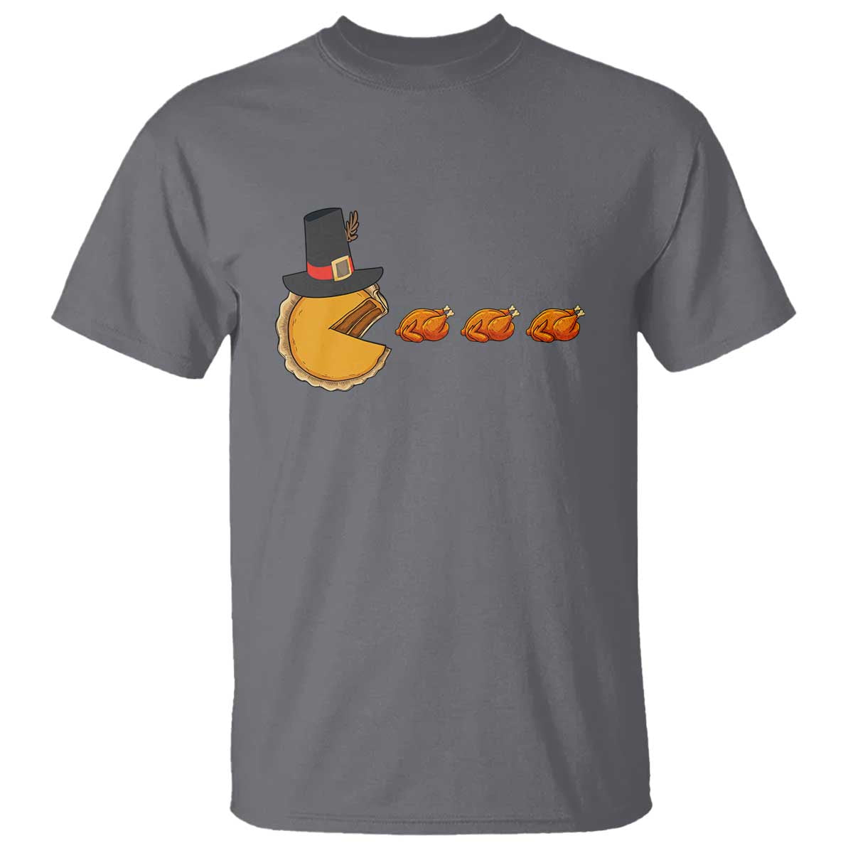 Thanksgiving Video Game T Shirt Pumpkin Pie Eating Turkey Gamer Patch Day TS10 Charcoal Print Your Wear