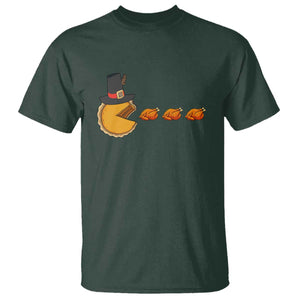 Thanksgiving Video Game T Shirt Pumpkin Pie Eating Turkey Gamer Patch Day TS10 Dark Forest Green Print Your Wear