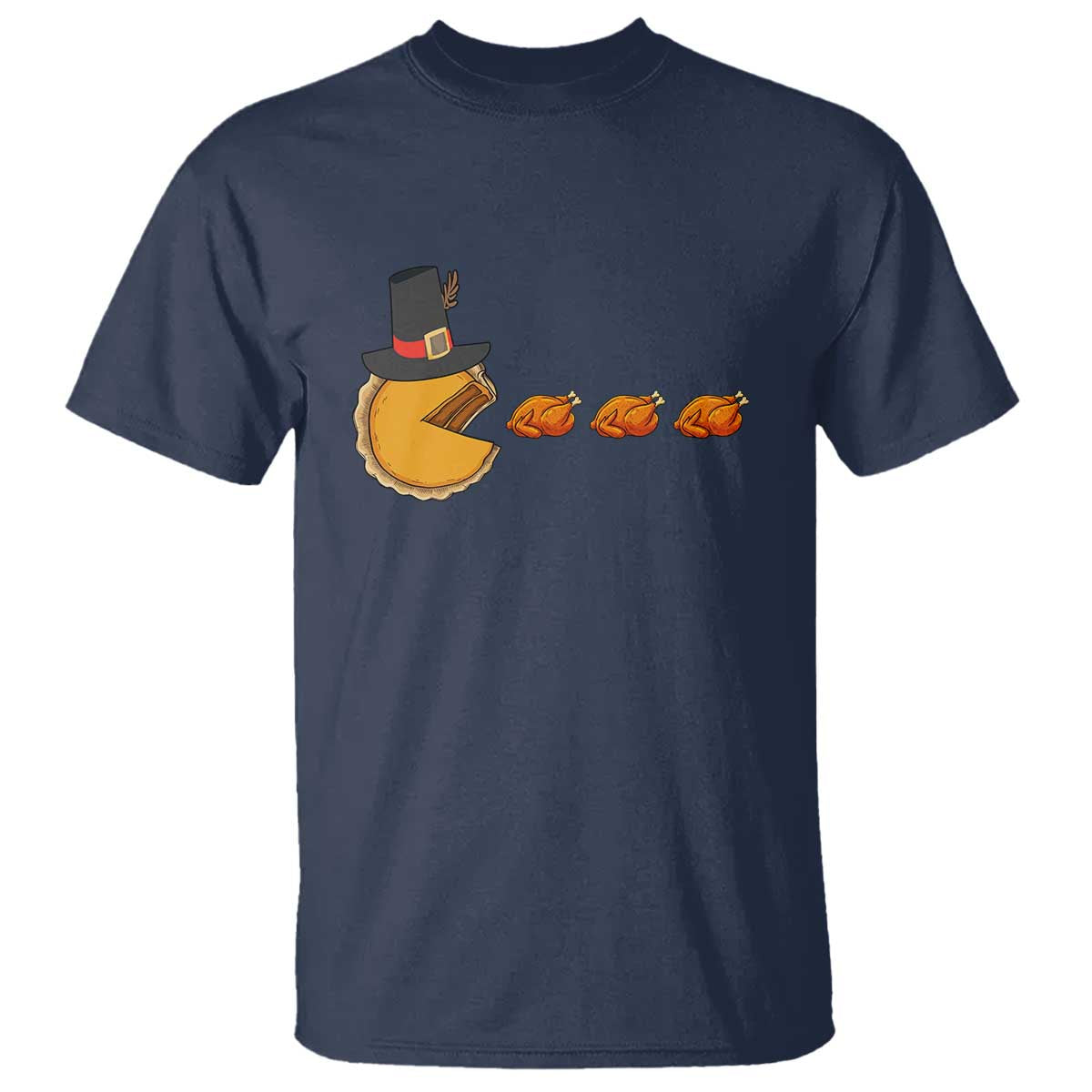 Thanksgiving Video Game T Shirt Pumpkin Pie Eating Turkey Gamer Patch Day TS10 Navy Print Your Wear