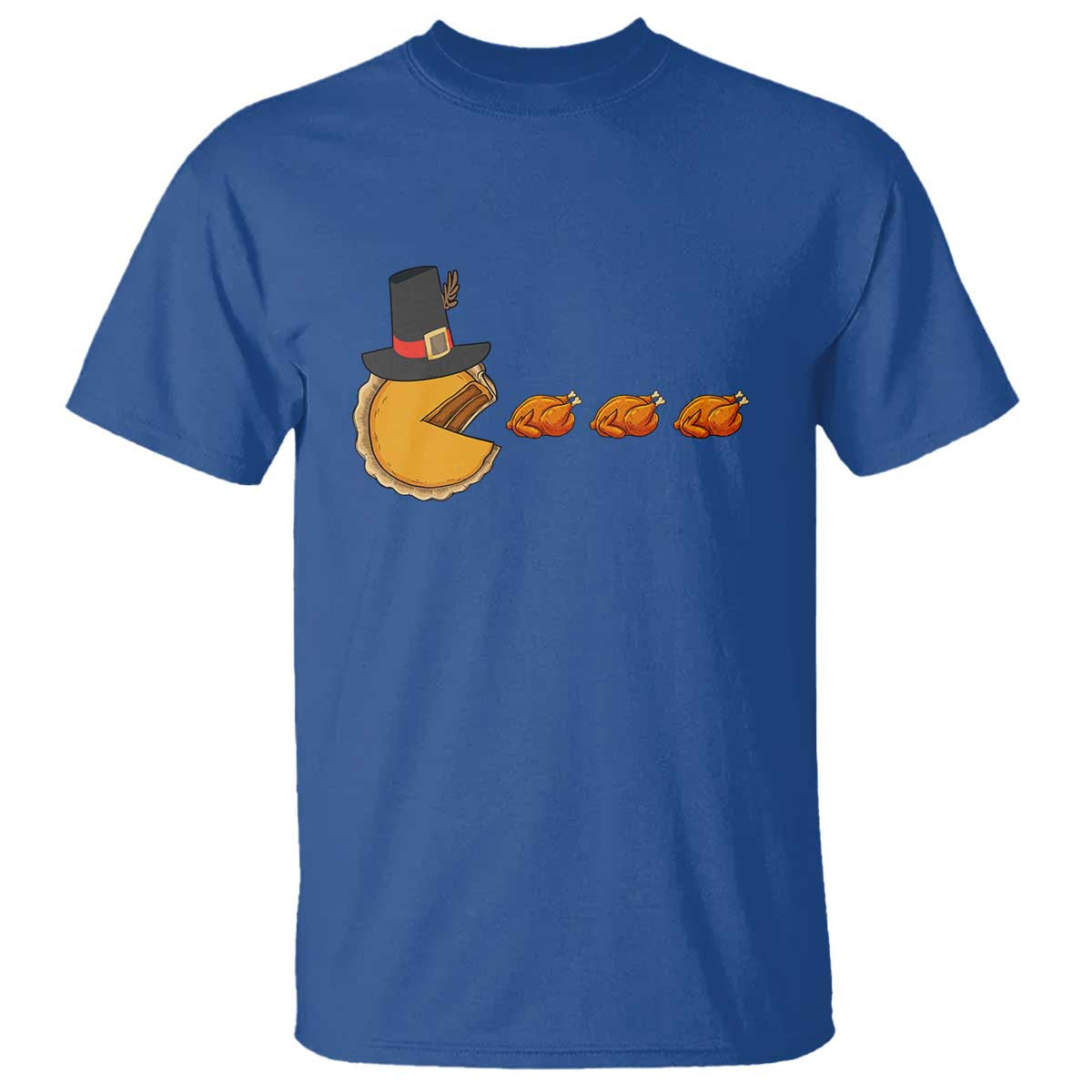 Thanksgiving Video Game T Shirt Pumpkin Pie Eating Turkey Gamer Patch Day TS10 Royal Blue Print Your Wear