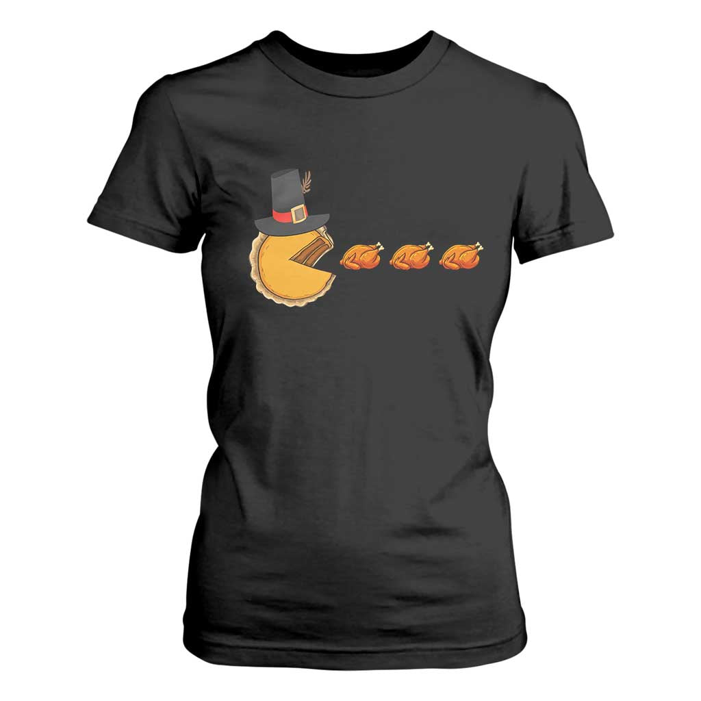 Thanksgiving Video Game T Shirt For Women Pumpkin Pie Eating Turkey Gamer Patch Day TS10 Black Print Your Wear