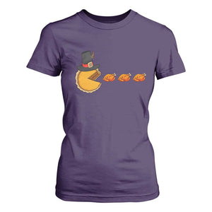 Thanksgiving Video Game T Shirt For Women Pumpkin Pie Eating Turkey Gamer Patch Day TS10 Purple Print Your Wear