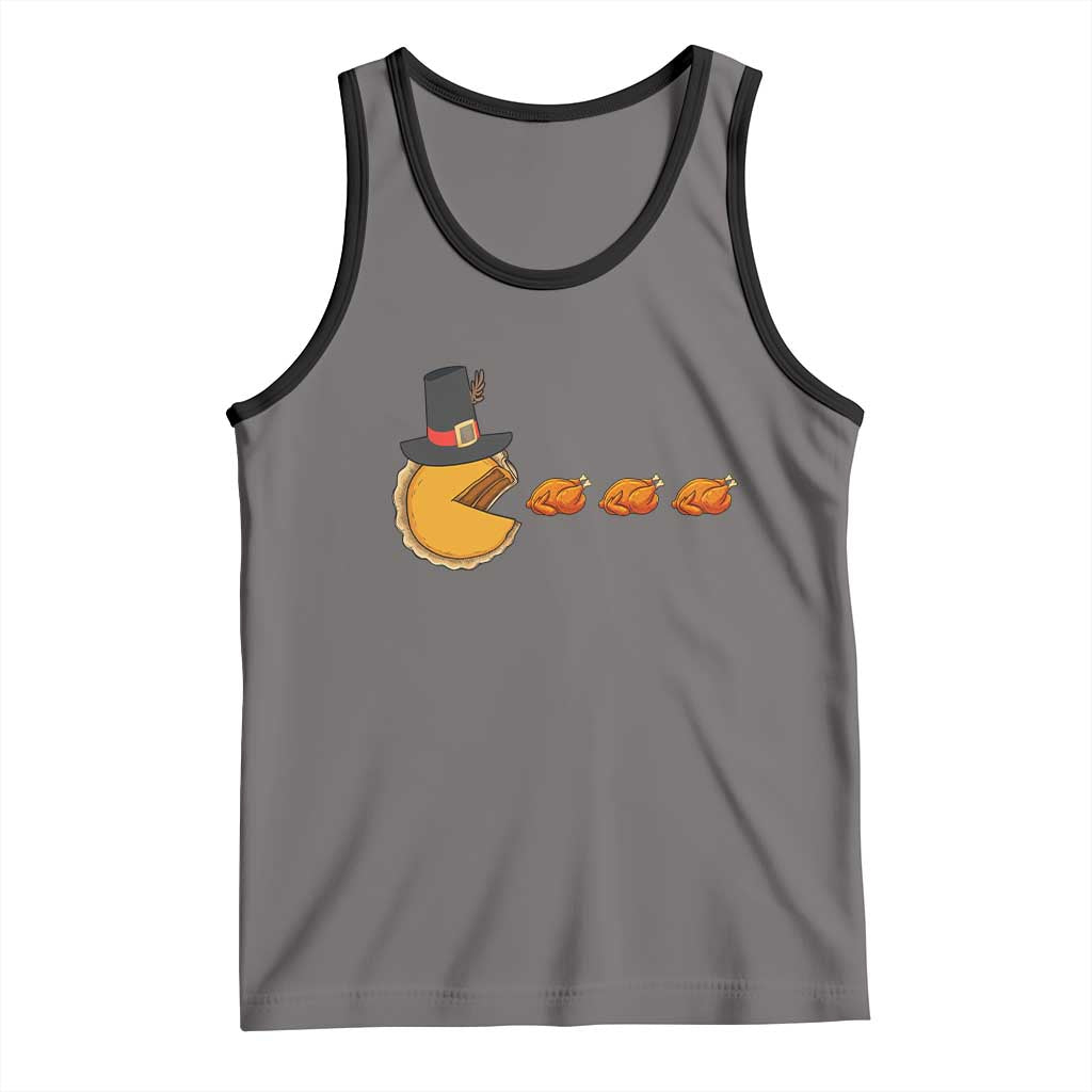 Thanksgiving Video Game Tank Top Pumpkin Pie Eating Turkey Gamer Patch Day TS10 Deep Heather Black Print Your Wear