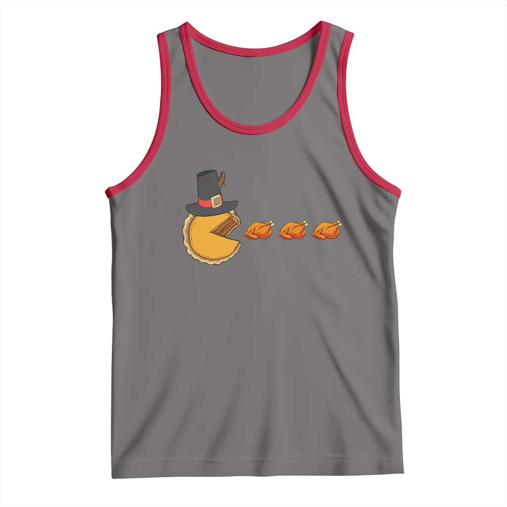 Thanksgiving Video Game Tank Top Pumpkin Pie Eating Turkey Gamer Patch Day TS10 Deep Heather Red Print Your Wear