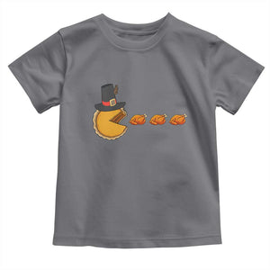 Thanksgiving Video Game Toddler T Shirt Pumpkin Pie Eating Turkey Gamer Patch Day TS10 Charcoal Print Your Wear