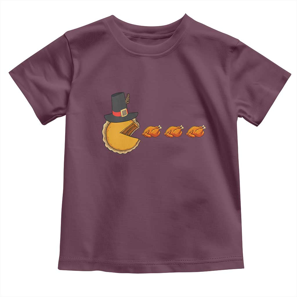 Thanksgiving Video Game Toddler T Shirt Pumpkin Pie Eating Turkey Gamer Patch Day TS10 Maroon Print Your Wear