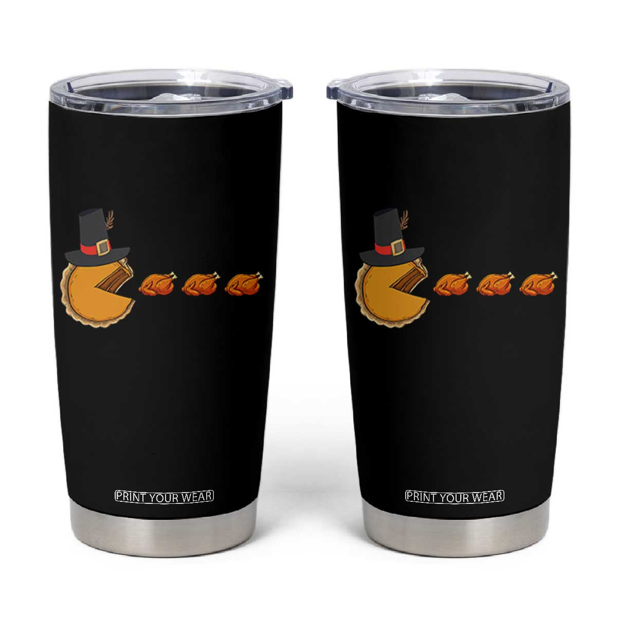 Thanksgiving Video Game Tumbler Cup Pumpkin Pie Eating Turkey Gamer Patch Day TS10 Black Print Your Wear