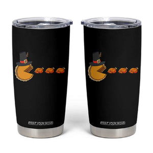 Thanksgiving Video Game Tumbler Cup Pumpkin Pie Eating Turkey Gamer Patch Day TS10 Black Print Your Wear
