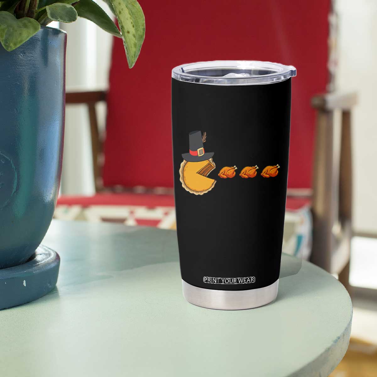 Thanksgiving Video Game Tumbler Cup Pumpkin Pie Eating Turkey Gamer Patch Day TS10 Print Your Wear