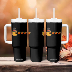 Thanksgiving Video Game Tumbler With Handle Pumpkin Pie Eating Turkey Gamer Patch Day TS10 Print Your Wear
