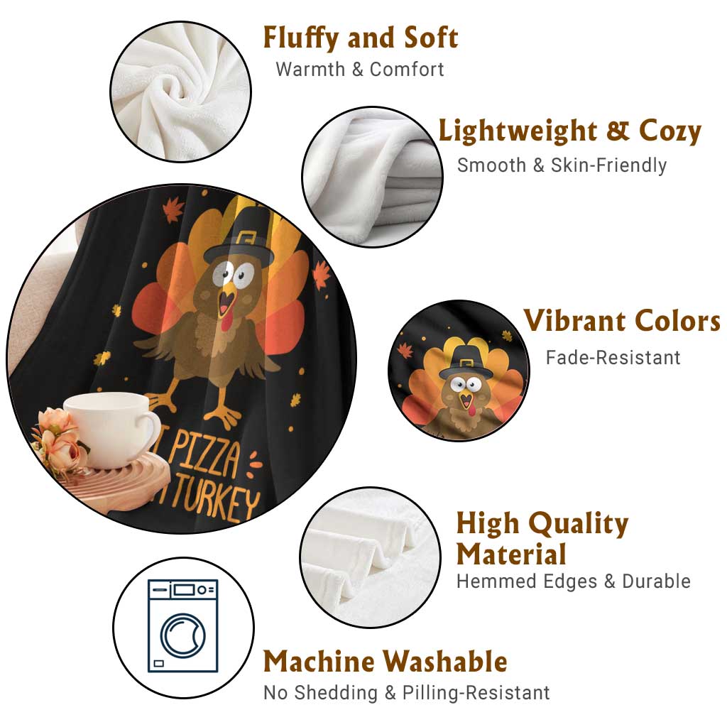 Save A Turkey Eat Pizza Throw Blanket Funny Thanksgiving TS10 Print Your Wear