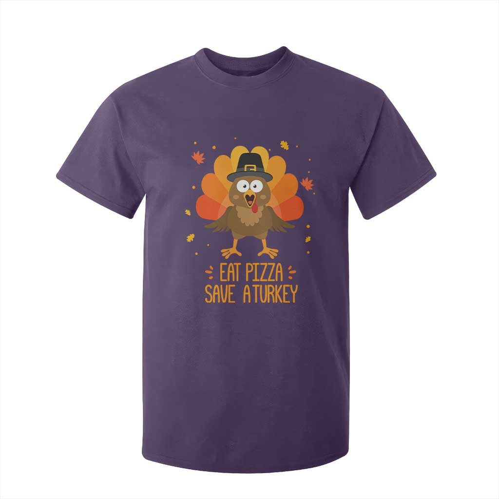 Save A Turkey Eat Pizza T Shirt For Kid Funny Thanksgiving TS10 Purple Print Your Wear
