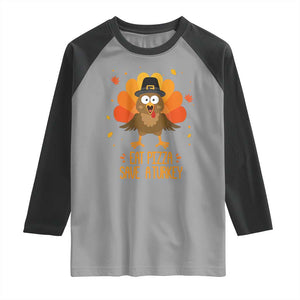 Save A Turkey Eat Pizza Raglan Shirt Funny Thanksgiving TS10 Sport Gray Black Print Your Wear