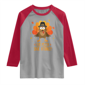 Save A Turkey Eat Pizza Raglan Shirt Funny Thanksgiving TS10 Sport Gray Red Print Your Wear