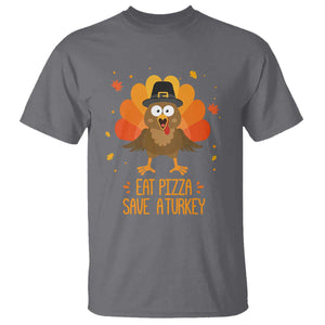 Save A Turkey Eat Pizza T Shirt Funny Thanksgiving TS10 Charcoal Print Your Wear