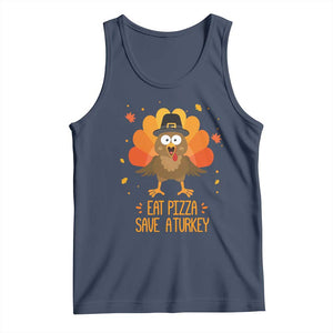 Save A Turkey Eat Pizza Tank Top Funny Thanksgiving TS10 Navy Print Your Wear