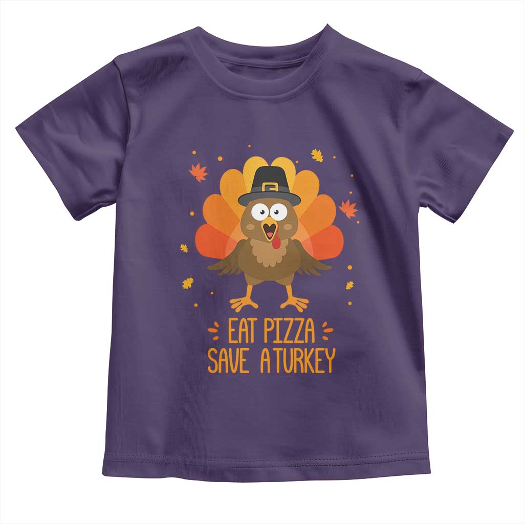 Save A Turkey Eat Pizza Toddler T Shirt Funny Thanksgiving TS10 Purple Print Your Wear