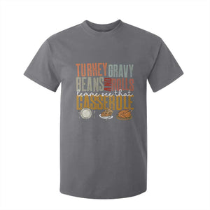 Funny Thanksgiving T Shirt For Kid Turkey Gravy Beans And Rolls Let Me See That Casserole TS10 Charcoal Print Your Wear