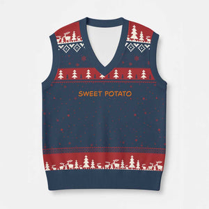 Matching Thanksgiving Couples V-Neck Knit Sweater Vest Funny Sweet Potato Fall Couple TS10 Navy Red Print Your Wear
