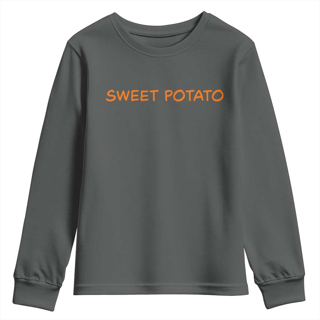 Matching Thanksgiving Couples Youth Sweatshirt Funny Sweet Potato Fall Couple TS10 Dark Heather Print Your Wear