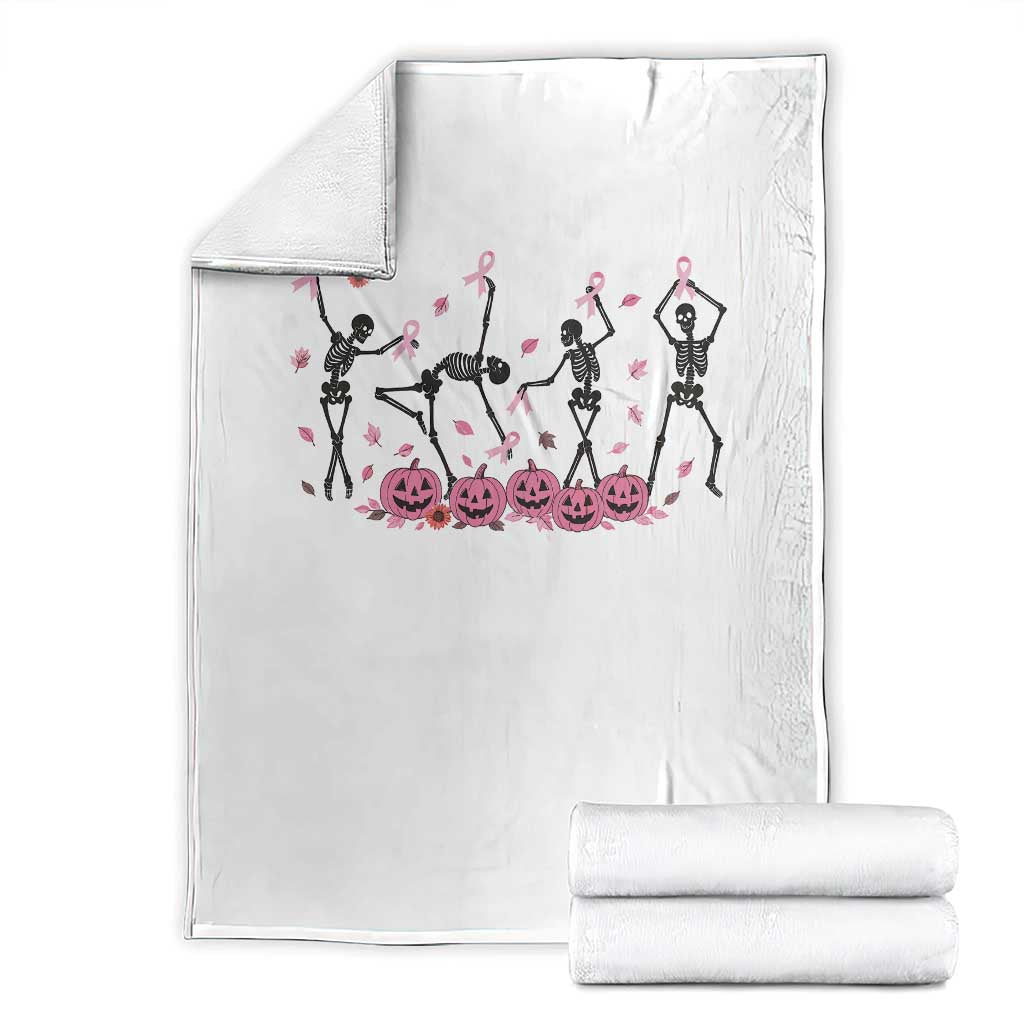 Dancing Skeletons Breast Cancer Throw Blanket Skeleton Pink Ribbon Halloween TS10 White Print Your Wear