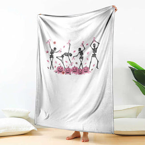 Dancing Skeletons Breast Cancer Throw Blanket Skeleton Pink Ribbon Halloween TS10 Print Your Wear