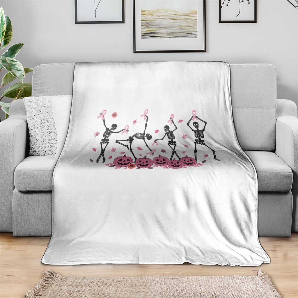 Dancing Skeletons Breast Cancer Throw Blanket Skeleton Pink Ribbon Halloween TS10 Print Your Wear