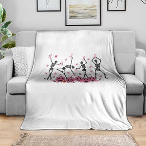 Dancing Skeletons Breast Cancer Throw Blanket Skeleton Pink Ribbon Halloween TS10 Print Your Wear