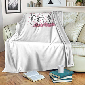 Dancing Skeletons Breast Cancer Throw Blanket Skeleton Pink Ribbon Halloween TS10 Print Your Wear