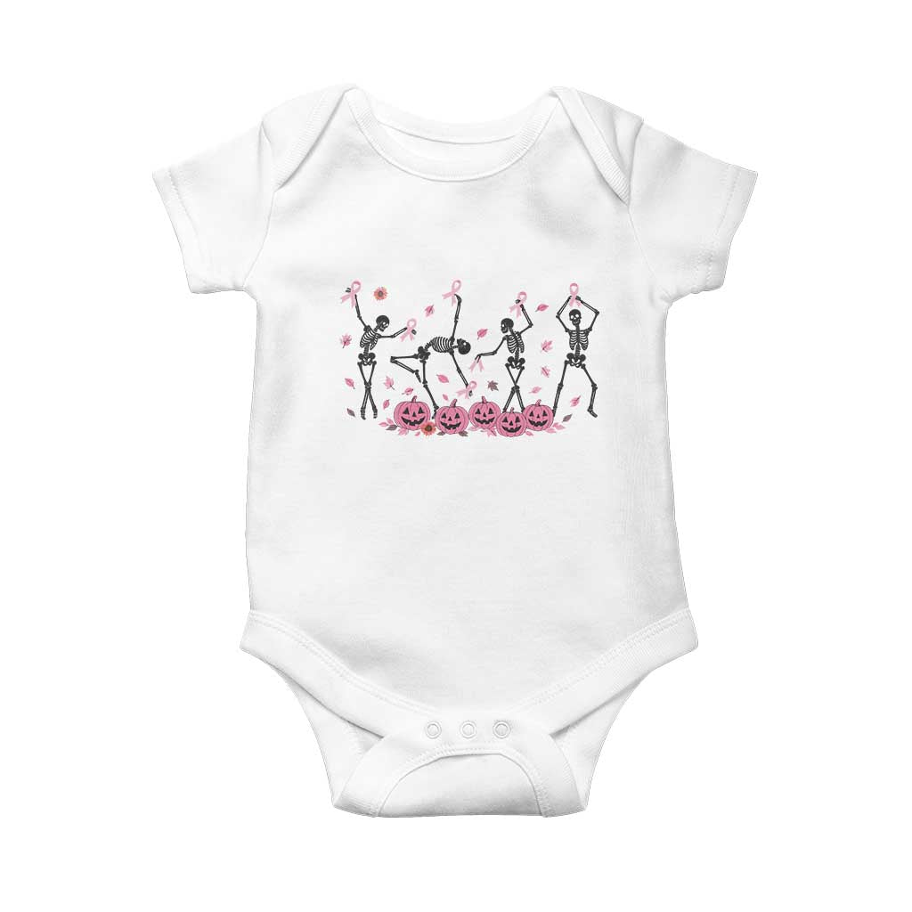 Dancing Skeletons Breast Cancer Baby Onesie Skeleton Pink Ribbon Halloween TS10 White Print Your Wear