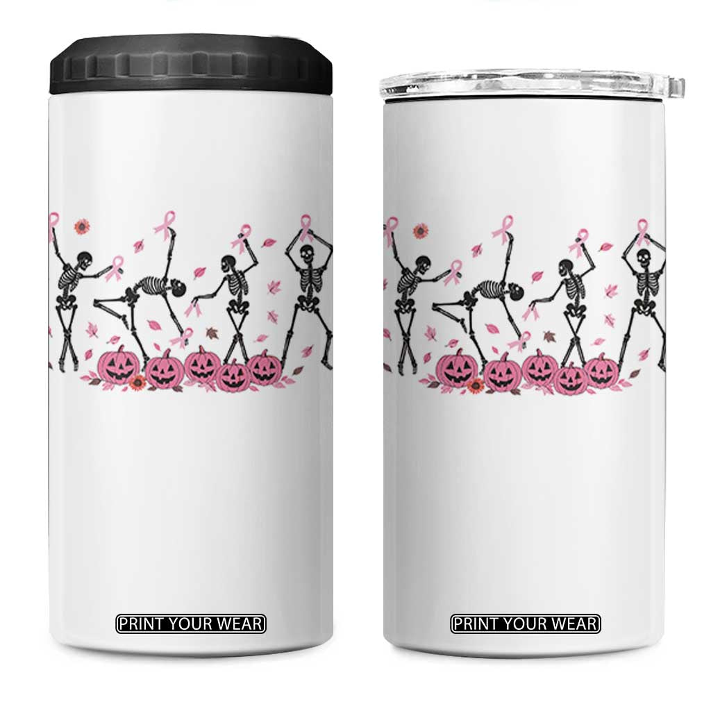 Dancing Skeletons Breast Cancer 4 in 1 Can Cooler Tumbler Skeleton Pink Ribbon Halloween TS10 One Size: 16 oz White Print Your Wear
