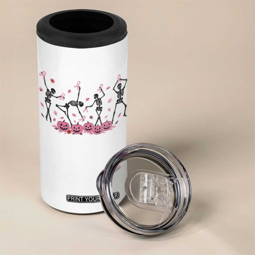 Dancing Skeletons Breast Cancer 4 in 1 Can Cooler Tumbler Skeleton Pink Ribbon Halloween TS10 Print Your Wear