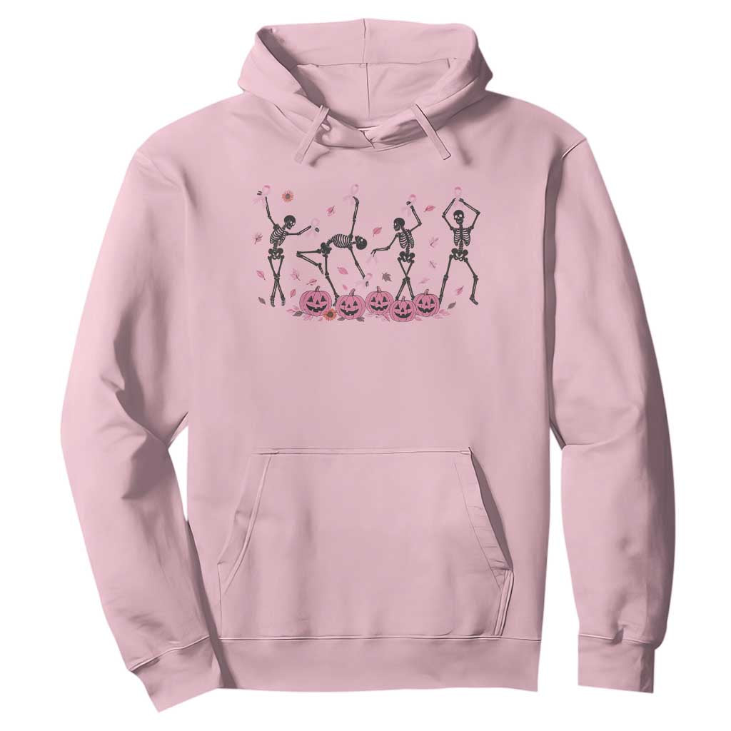 Dancing Skeletons Breast Cancer Hoodie Skeleton Pink Ribbon Halloween TS10 Light Pink Print Your Wear