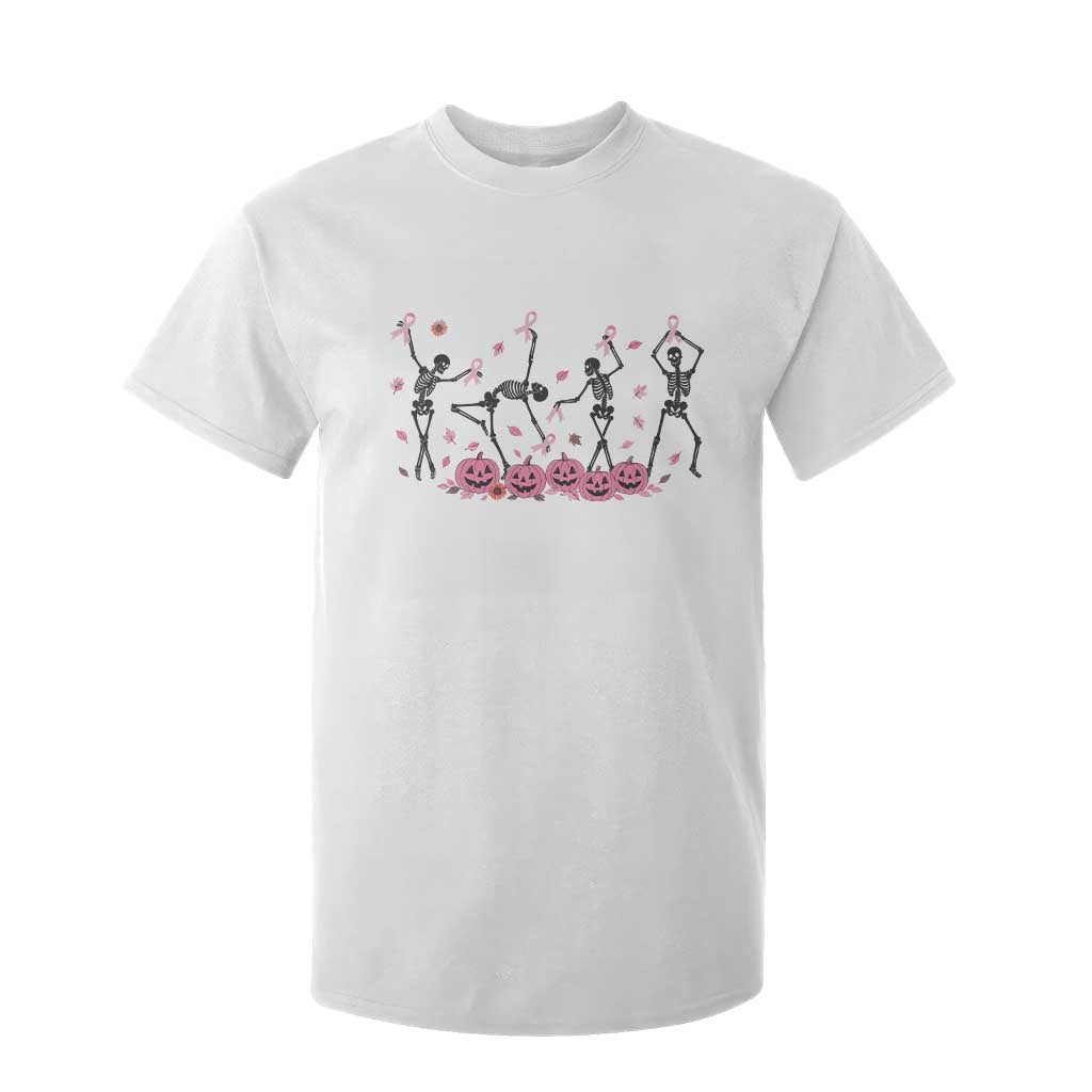 Dancing Skeletons Breast Cancer T Shirt For Kid Skeleton Pink Ribbon Halloween TS10 White Print Your Wear