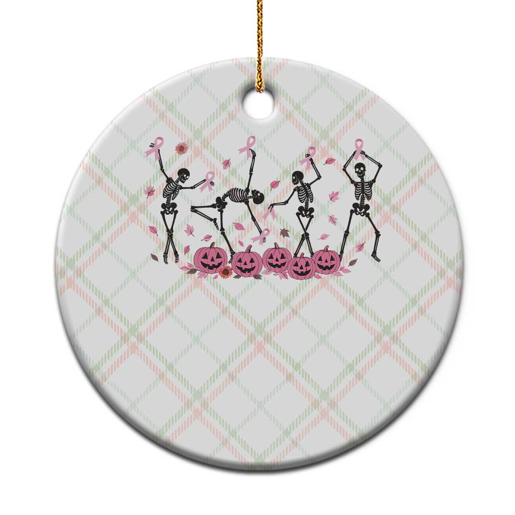Dancing Skeletons Breast Cancer Ceramic Ornament Skeleton Pink Ribbon Halloween TS10 1pc Christmas Plaid Print Your Wear