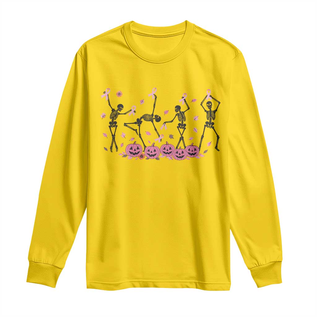 Dancing Skeletons Breast Cancer Long Sleeve Shirt Skeleton Pink Ribbon Halloween TS10 Daisy Print Your Wear