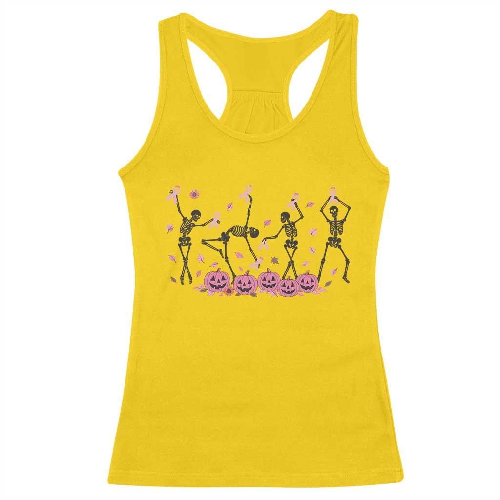 Dancing Skeletons Breast Cancer Racerback Tank Top Skeleton Pink Ribbon Halloween TS10 Daisy Print Your Wear