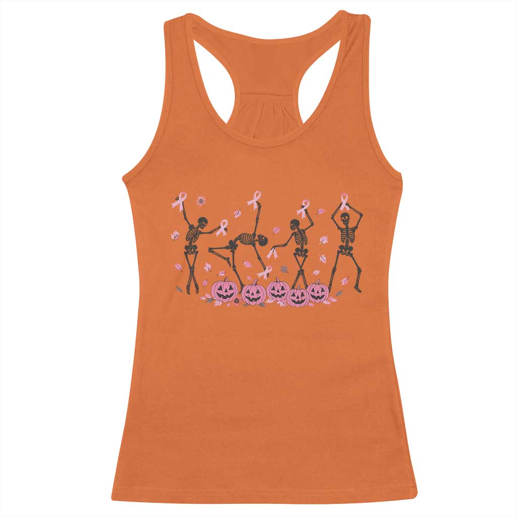 Dancing Skeletons Breast Cancer Racerback Tank Top Skeleton Pink Ribbon Halloween TS10 Orange Print Your Wear