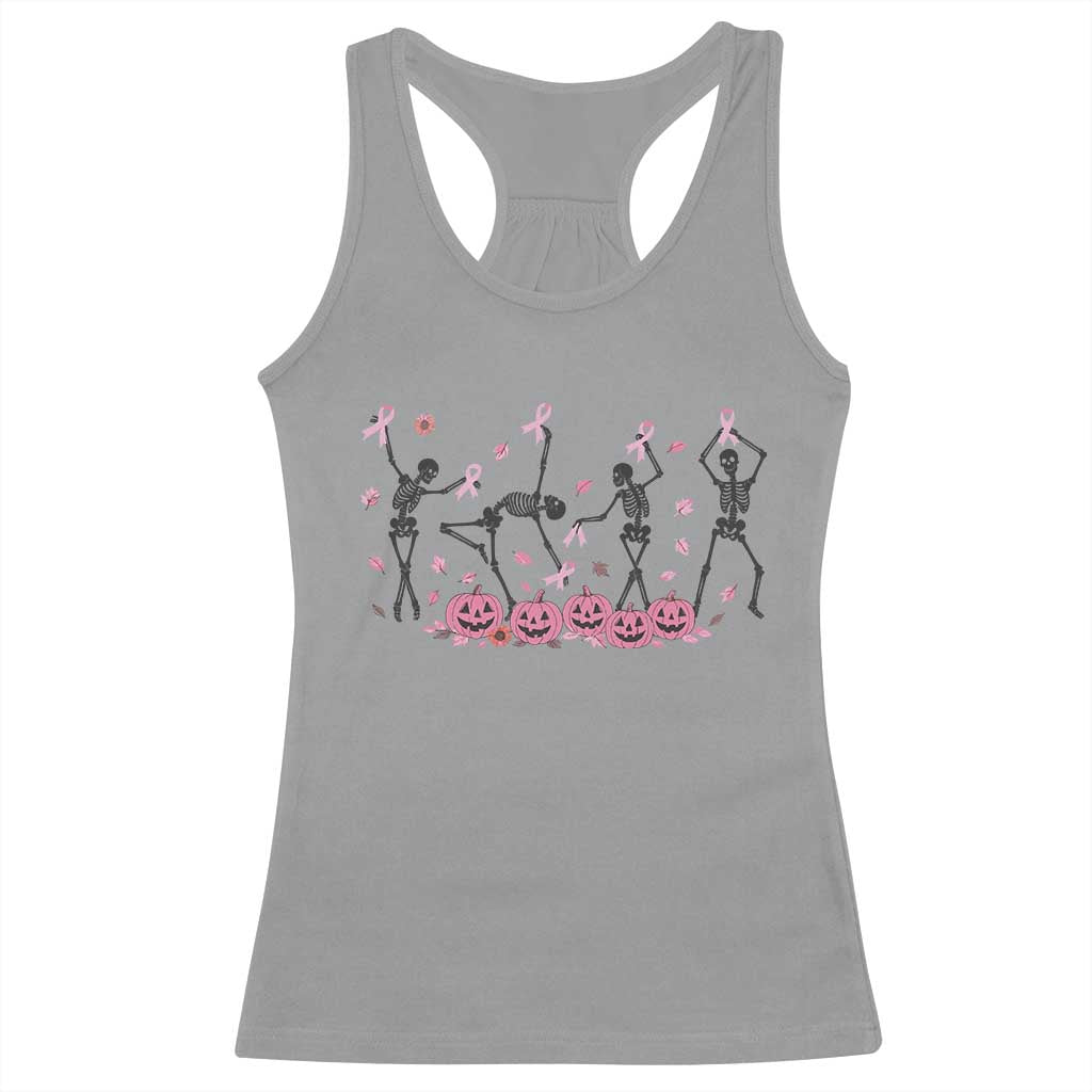 Dancing Skeletons Breast Cancer Racerback Tank Top Skeleton Pink Ribbon Halloween TS10 Sport Gray Print Your Wear