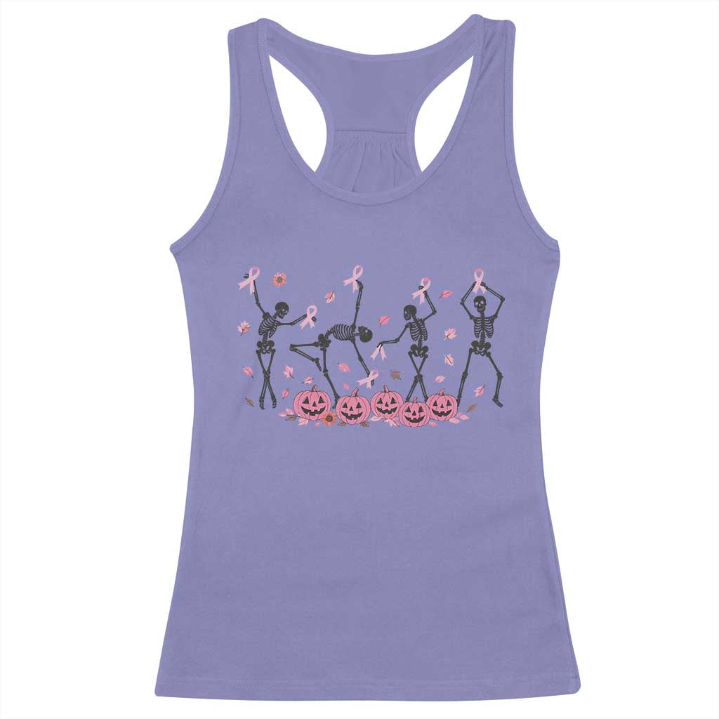 Dancing Skeletons Breast Cancer Racerback Tank Top Skeleton Pink Ribbon Halloween TS10 Violet Print Your Wear
