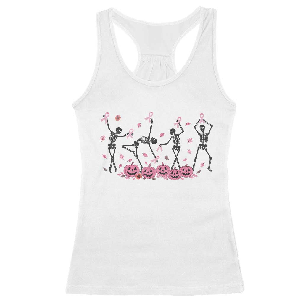 Dancing Skeletons Breast Cancer Racerback Tank Top Skeleton Pink Ribbon Halloween TS10 White Print Your Wear