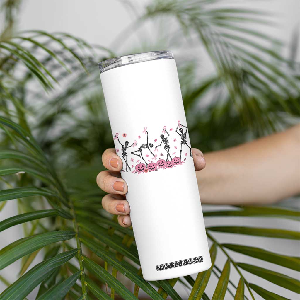 Dancing Skeletons Breast Cancer Skinny Tumbler Skeleton Pink Ribbon Halloween TS10 Print Your Wear