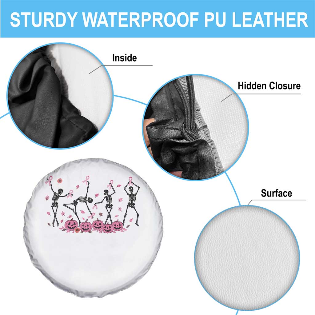 Dancing Skeletons Breast Cancer Spare Tire Cover Skeleton Pink Ribbon Halloween TS10 Print Your Wear