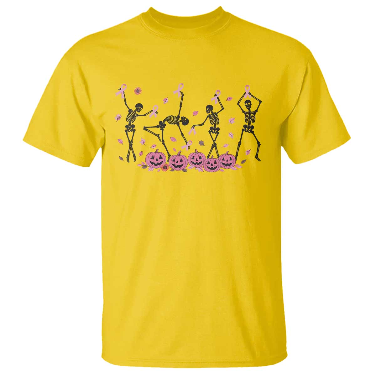 Dancing Skeletons Breast Cancer T Shirt Skeleton Pink Ribbon Halloween TS10 Daisy Print Your Wear
