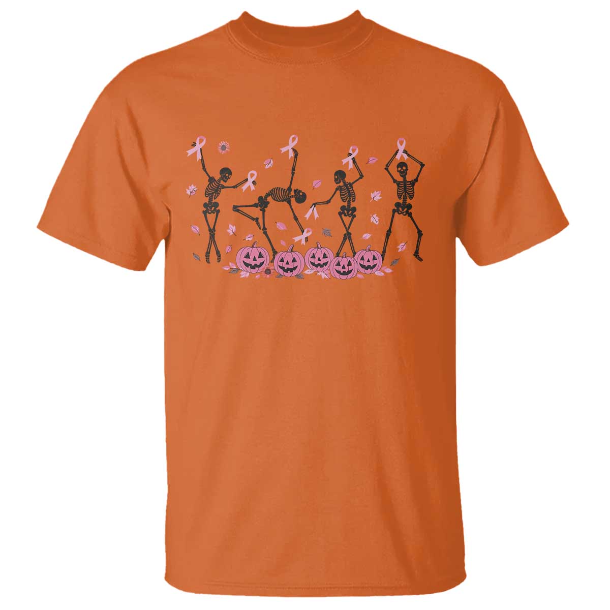 Dancing Skeletons Breast Cancer T Shirt Skeleton Pink Ribbon Halloween TS10 Orange Print Your Wear