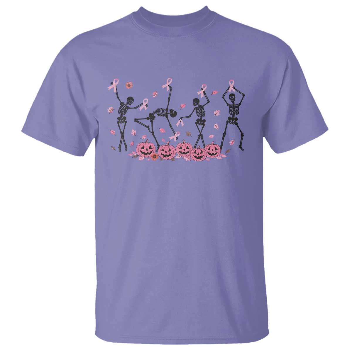 Dancing Skeletons Breast Cancer T Shirt Skeleton Pink Ribbon Halloween TS10 Violet Print Your Wear