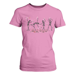 Dancing Skeletons Breast Cancer T Shirt For Women Skeleton Pink Ribbon Halloween TS10 Azalea Print Your Wear