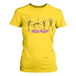 Dancing Skeletons Breast Cancer T Shirt For Women Skeleton Pink Ribbon Halloween TS10 Daisy Print Your Wear