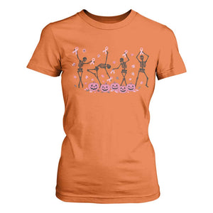 Dancing Skeletons Breast Cancer T Shirt For Women Skeleton Pink Ribbon Halloween TS10 Orange Print Your Wear